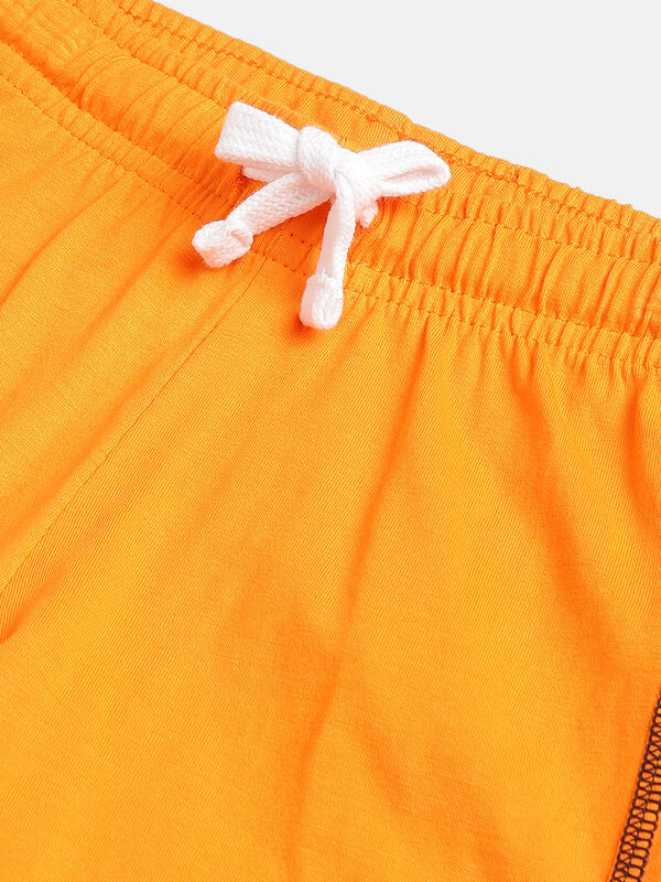 Boys Medium Orange Knitted T-shirt with Short Pants image number null